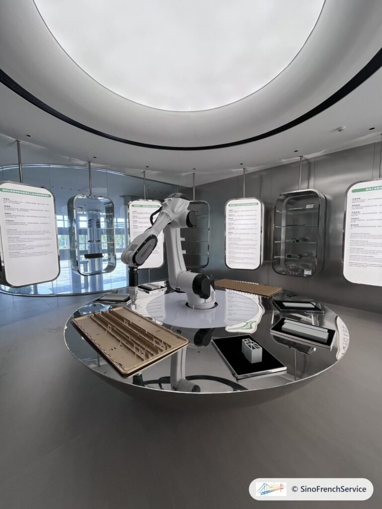 Démonstration de profilés et de quincaillerie dans un showroom aluminium